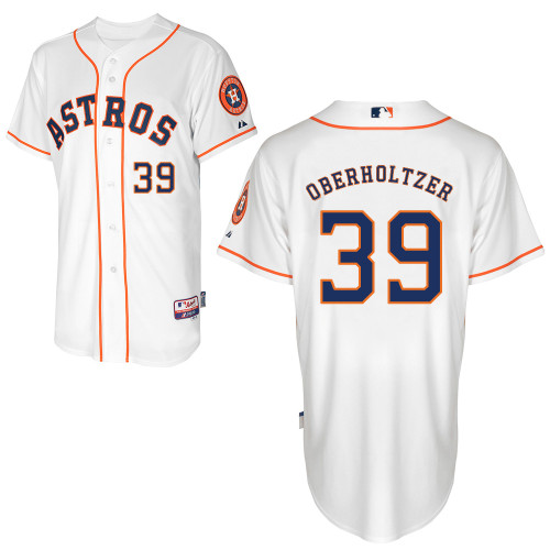 Brett Oberholtzer #39 MLB Jersey-Houston Astros Men's Authentic Home White Cool Base Baseball Jersey